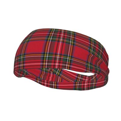 Christmas Red and Green Plaid Sweatbands Sports Headband,Breathable Sport Yoga Workout Turban Headband for Women Men