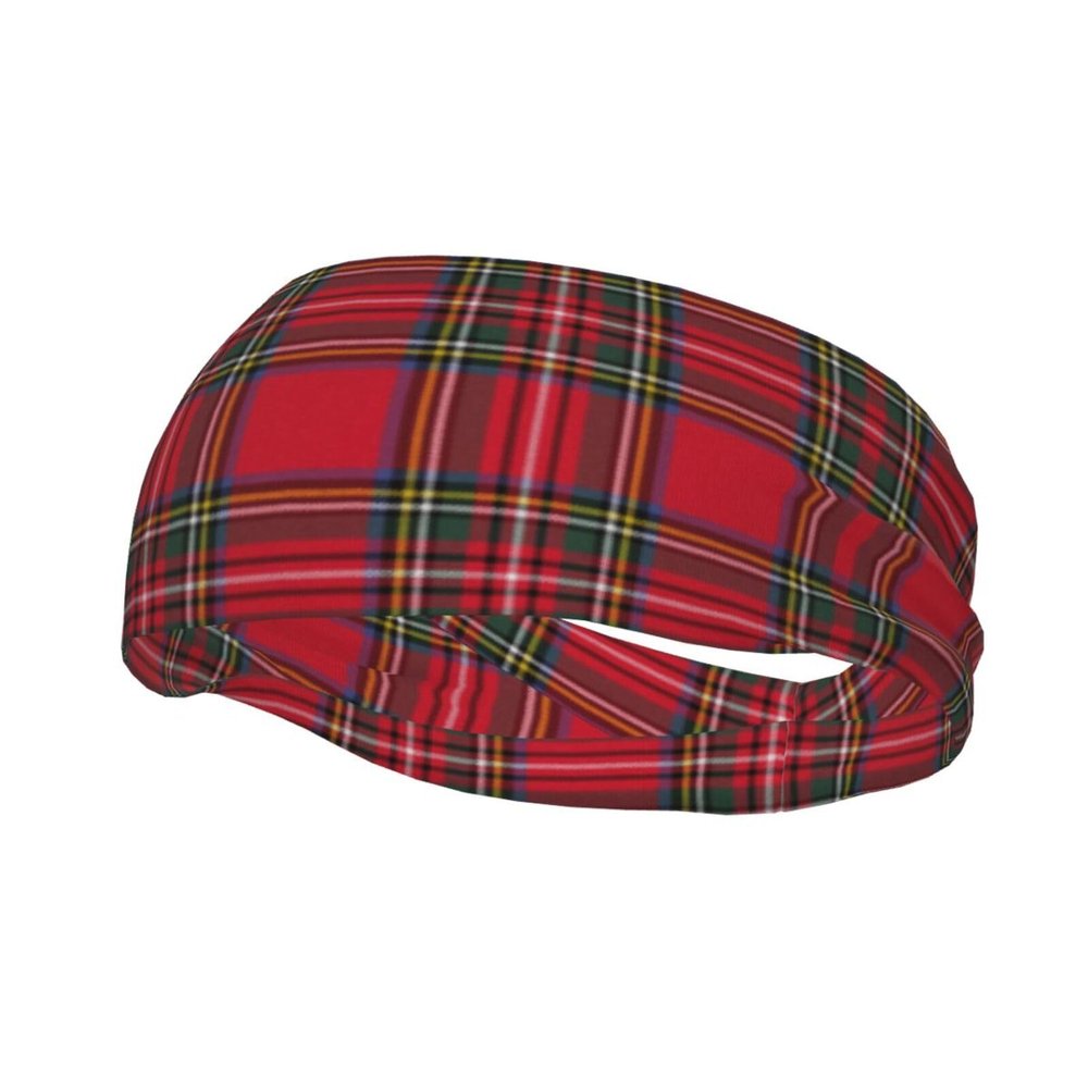 Christmas Red and Green Plaid Sweatbands Sports Headband,Breathable Sport Yoga Workout Turban Headband for Women Men
