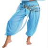 ACSUSS Women Belly Dance Pants Loose Belly Dancing Costume Halloween Bloomers Pants with Hip Scarf Light Blue X-Large view 2