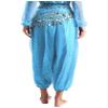 ACSUSS Women Belly Dance Pants Loose Belly Dancing Costume Halloween Bloomers Pants with Hip Scarf Light Blue X-Large view 3