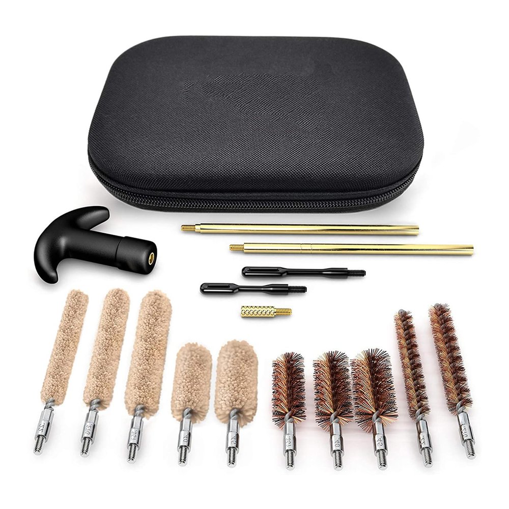 BE-TOOL Universal Handgun Cleaning Kit 16 Pieces Brush Cleaning Kit with Zipper Case Portable Gun Cleaning Accessories Kit for Multiple Caliber Handguns