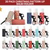 Sureio 20 Pieces Christmas Lip Balm Holder Keychain Bulk Clip on Lip Gloss Holder Keychain Tight-knit Elastic Lipstick Sleeves Pouch Gifts for Women Backpacks Bottle Xmas Goodie Bags Stuffers view 2