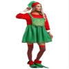 Agoky Womens 4PCS Christmas Elf Costume Set Christmas Dress Thigh High Socks Santa Hat and Shoes Green Small view 2