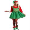 Agoky Womens 4PCS Christmas Elf Costume Set Christmas Dress Thigh High Socks Santa Hat and Shoes Green Small view 3