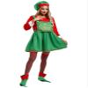Agoky Womens 4PCS Christmas Elf Costume Set Christmas Dress Thigh High Socks Santa Hat and Shoes Green Small view 4