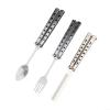 2PCS Butterfly Fork Spoon Set Folding Stainless Steel Butterfly Fork Spoon Camping Cutlery Set for Camping Travel Outdoor BBQ(Spoon+fork+Comb) view 1