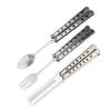 2PCS Butterfly Fork Spoon Set Folding Stainless Steel Butterfly Fork Spoon Camping Cutlery Set for Camping Travel Outdoor BBQ(Spoon+fork+Comb) view 2