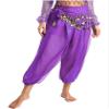 ACSUSS Women Belly Dance Pants Loose Belly Dancing Costume Halloween Bloomers Pants with Hip Scarf Purple Small view 1