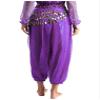 ACSUSS Women Belly Dance Pants Loose Belly Dancing Costume Halloween Bloomers Pants with Hip Scarf Purple Small view 3