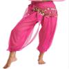 FEESHOW Women's Tribal Belly Dance Pants Arabian Dance Harem Pants with Lace-up Hip Scarf for Halloween Hot Pink Small view 2