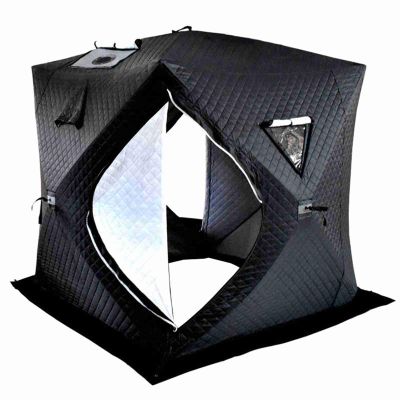 Alomejor Warm Ice Tent, Double Door Design and Vent Hole Design for Better Ventilation Effect Easy Carry Sauna Winter Ice Tent (Black)