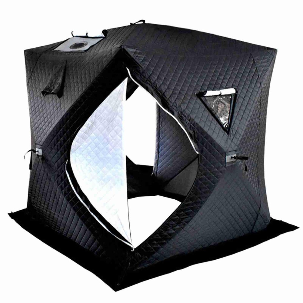 Alomejor Warm Ice Tent, Double Door Design and Vent Hole Design for Better Ventilation Effect Easy Carry Sauna Winter Ice Tent (Black)
