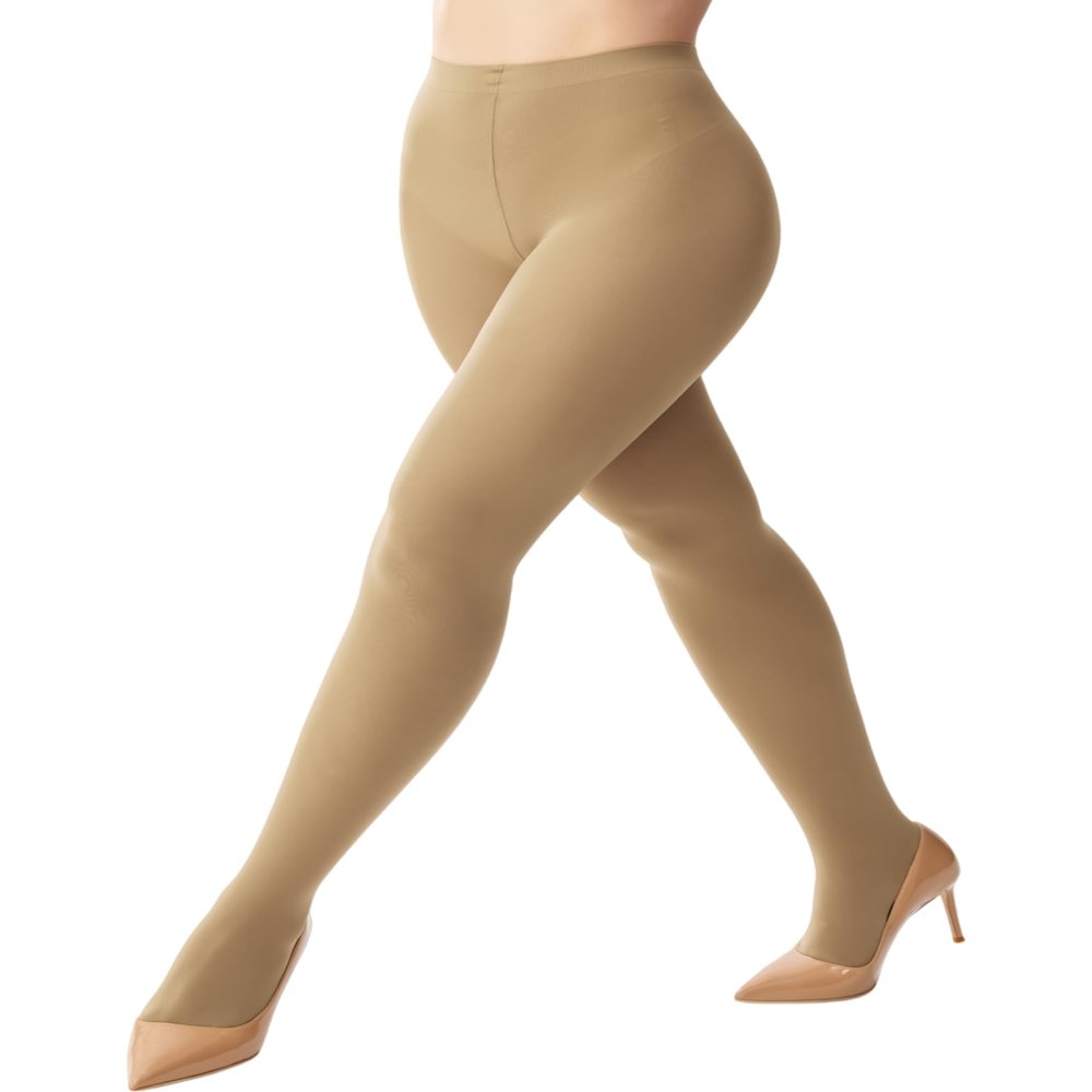 leg elegant Women's 80 Den Microfiber Soft Opaque Tights Pantyhose(Tan, S/M)