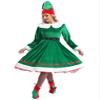 Agoky Womens Elf Costume 4-Piece Set Long Sleeve Elf Dress Back Zipper Dress with Stockings Belt Hat and Elf Shoes Green Small view 3