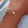 STORYJEWELLERY Sterling Silver Cat Bracelets for Women, 18K Gold Plated February Birthstone Bracelets for Women, Dainty Cute Charm Bracelet, Graduation and Birthday Gifts for Her view 2