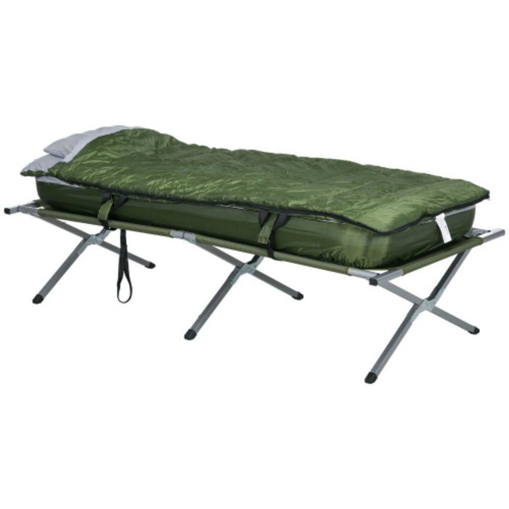 RENPINYOUX Outdoor Folding Bed Set, Camping Bed, Single Travel Bed, Equipped with Mattress, Sleeping Bag, Pillow and Handbag, Comfortable and Portable, Suitable for Travel Camping Beach