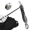 SALIFTFE Block and Tackle Pulley System, Upgraded 3-Wheel Rope Pulley Hoist, 5:1 Lifting Power, 1100LB Work Load with 55Ft of 1/4" Rope, Ultra-Compact Rope Hoist for Garage, Hunting, and Heavy Lifting view 1