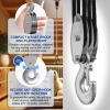 SALIFTFE Block and Tackle Pulley System, Upgraded 3-Wheel Rope Pulley Hoist, 5:1 Lifting Power, 1100LB Work Load with 55Ft of 1/4" Rope, Ultra-Compact Rope Hoist for Garage, Hunting, and Heavy Lifting view 4