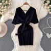 LIXINGHEITANG Spring Summer Women Knitted Sweater Dress Short Sleeve Black Street Ladies s4 Purple M view 4