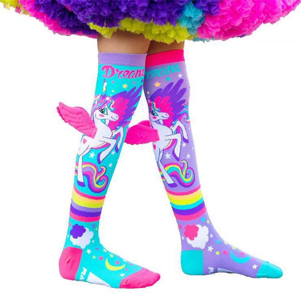 7-12 Year Old Kids Girls Knee High Socks Little Girls Cute Crazy Funny Animal Pattern Long Boot Socks with 3D Wings (Pink, ONE SIZE)