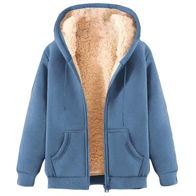 Unisex Women's Fleece Zip up Hoodie Warm and Cozy Sherpa Lined Sweatshirt Winter Fluffy Sweaters Hooded Jackets Coat