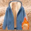 Unisex Women's Fleece Zip up Hoodie Warm and Cozy Sherpa Lined Sweatshirt Winter Fluffy Sweaters Hooded Jackets Coat view 2