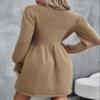 LIXINGHEITANG Solid Knit Sweater Dress, Elegant Long Sleeve A-Line Women Clothing s1 S view 3