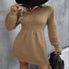 LIXINGHEITANG Solid Knit Sweater Dress, Elegant Long Sleeve A-Line Women Clothing s1 S view 4
