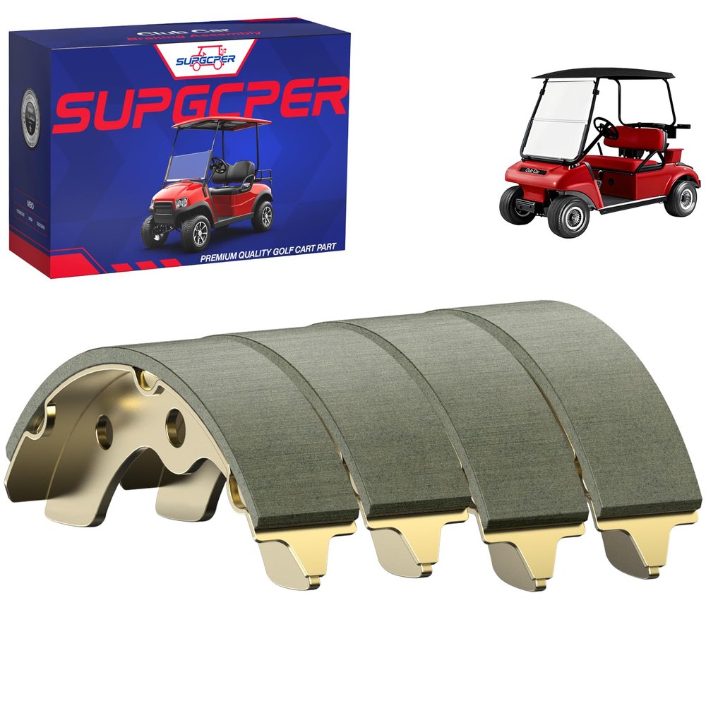 SUPGCPER Golf Cart Universal Brake Shoes, Golf Cart Brake Shoes Fit 1995-UP Club Car DS, 2004-UP Precedent, 1986.5-1995 EZGO, Yamaha G1 G2 G8 G9, Replace OEM# 101823201 23364G1 (2 Short & 2 Long)