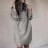LIXINGHEITANG Women Winter Loose Sweater -Length Dress Long Sleeve Autumn Turtleneck Warm Knitted Casual s5 Yellow S view 2