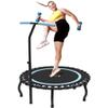Jump Into Fun 40" Rebounder Mini Tranpoline Indoor for Adults, 330LBS Foldable Fitness Tranpoline Adults with Adjustable T-Bar Handle, Slient Exercise Rebounder for Indoor/Garden Workout, Blue view 1