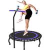 Jump Into Fun 48" Rebounder Mini Tranpoline Indoor for Adults, 330LBS Foldable Fitness Tranpoline Adults with Adjustable T-Bar Handle, Slient Exercise Rebounder for Indoor/Garden Workout, Purple view 1