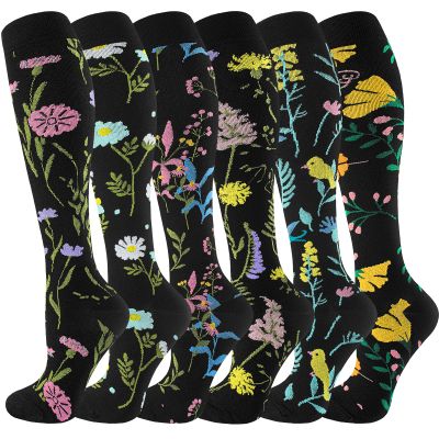 bropite Flora Compression Socks for Women & Men-Knee high 6 Pairs 20-30mmhg Support Running Nurse Travel