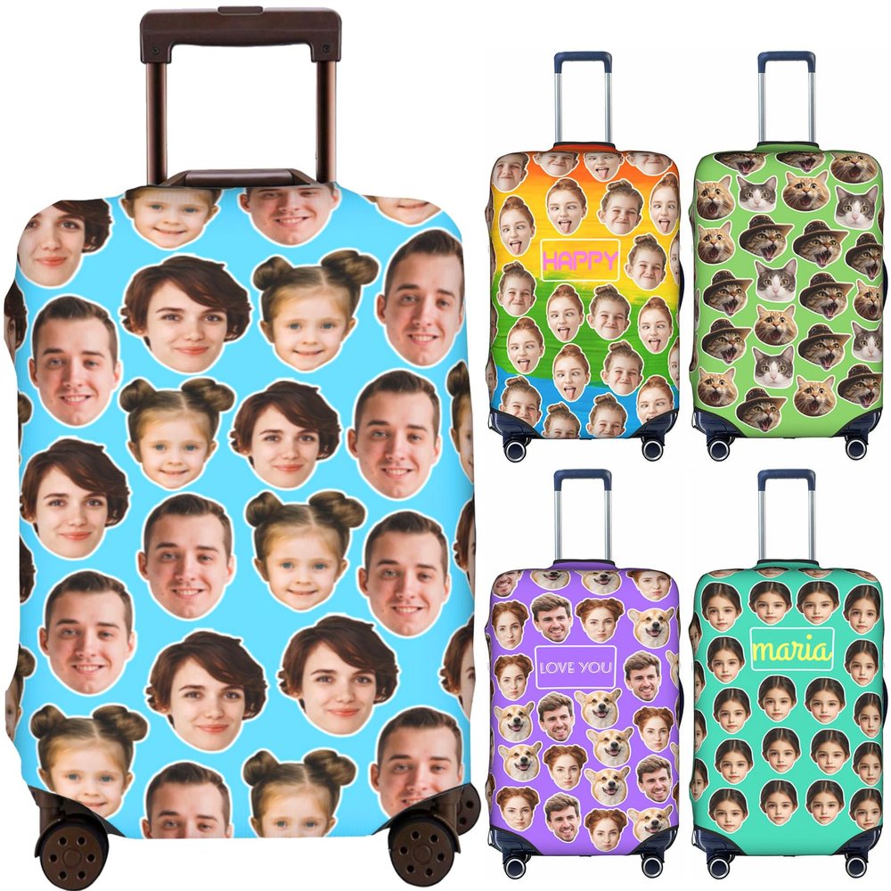 Boneker Custom Luggage Cover Personalized Suitcase Cover Add Your Name Photo Text Logo Double Sided Design Customized Elastic Protector Washable luggage cover protector for TravelS-XL (Avatar, XL)