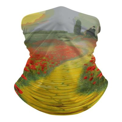 Poppies Field Yellow Brick Road Neck Gaiter UPF 50+ Sun Protection Face Mask Elastic Balaclavas Bandana Cooling Face Cover Scarf Cycling Neck Warmer Breathable Headwear for Men Women