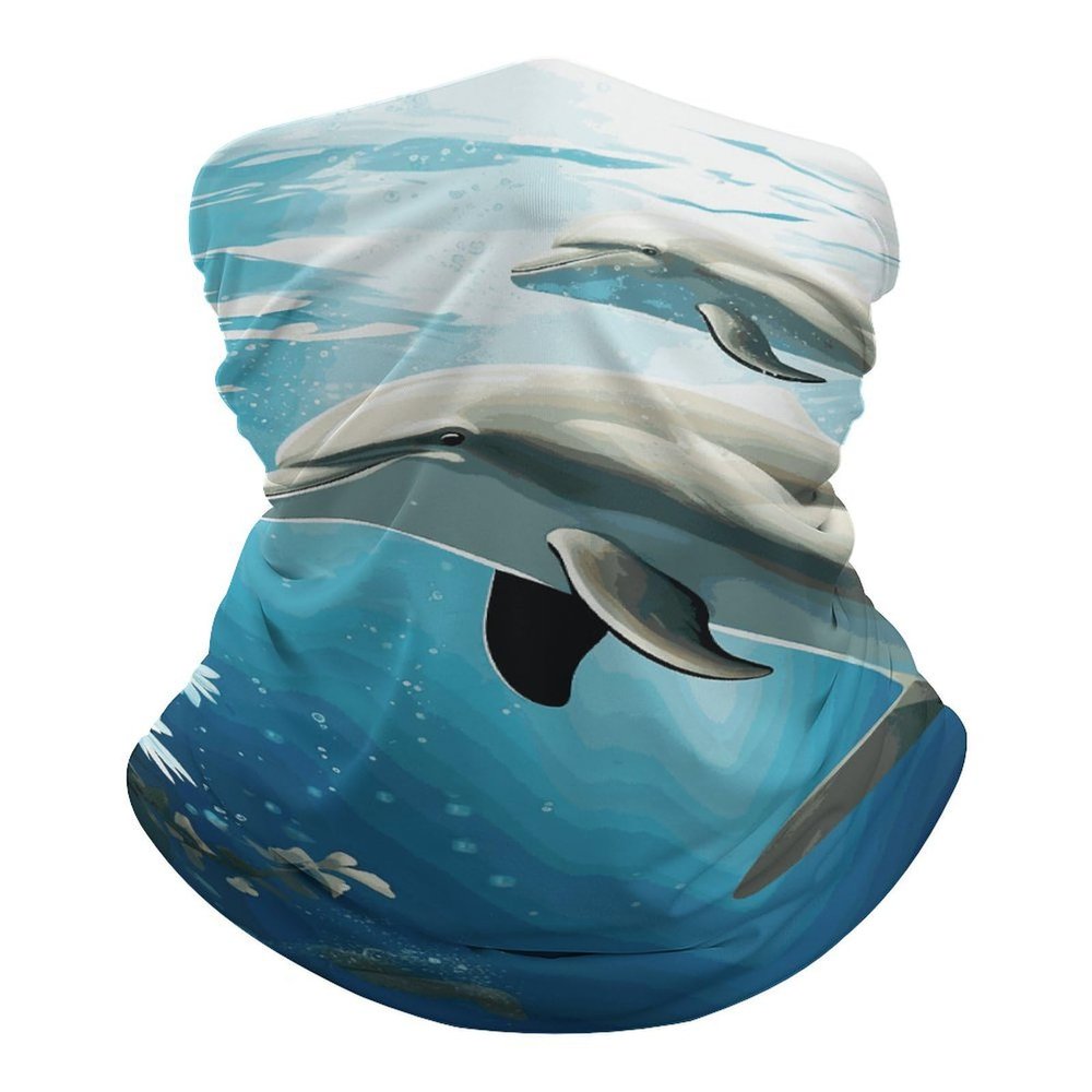 Kiss Dolphin Tale Neck Gaiter UPF 50+ Sun Protection Face Mask Elastic Balaclavas Bandana Cooling Face Cover Scarf Cycling Neck Warmer Breathable Headwear for Men Women