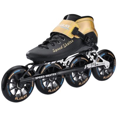 SLJJLHX Inline Skates for Men Women,Professional Fitness Inline Speed Skates Adult, High Performance Racing Skates, Unisex (Gold, US 10 / EU 43)