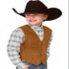 Tesscy Boys Western Vest for Kids Leather Khaki Suede Cowboy Vest Retro Waistcoat Size 7 view 1