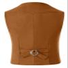 Tesscy Boys Western Vest for Kids Leather Khaki Suede Cowboy Vest Retro Waistcoat Size 7 view 2
