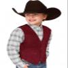 Tesscy Kids Cowboy Vest for Boys Suede Leather Western Style Burgundy Waistcoat Vest Size 16 view 1