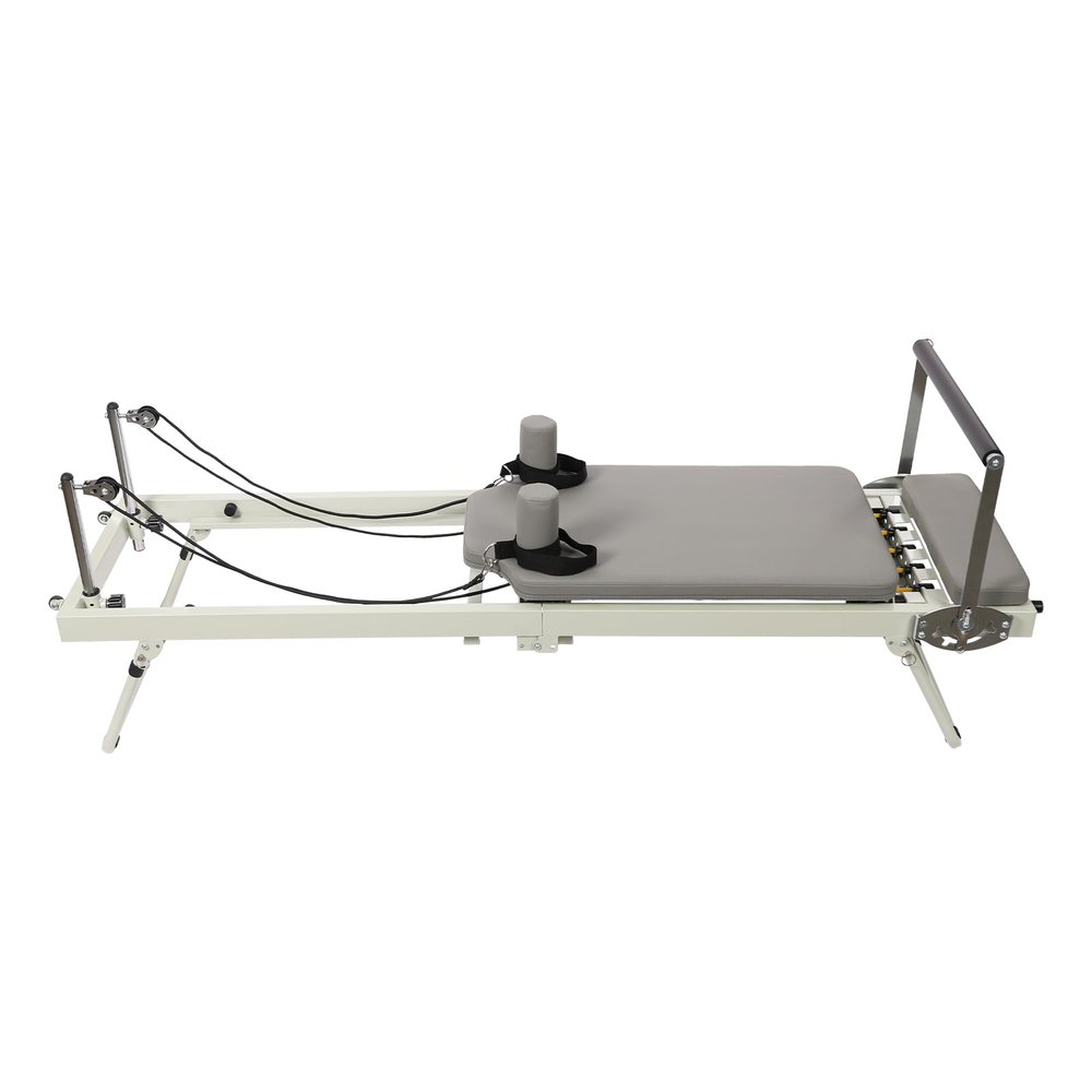 Bacacoo Foldable Pilates Reformer Machine, Multifunctional Yoga Fitness Equipment, Pilates Exercise Equipment Up to 264.55lbs Weight Capacity for Homes, Offices, Yoga Studios (Grey)