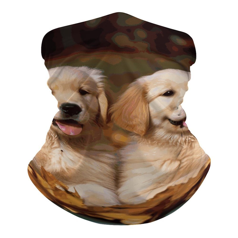 Golden Retriever Dogs Puppies Pets Neck Gaiter UPF 50+ Sun Protection Face Mask Elastic Balaclavas Bandana Cooling Face Cover Scarf Cycling Neck Warmer Breathable Headwear for Men Women