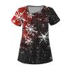 Christmas Scrub Tops for Women Stretchy Vneck Short Sleeve Cute Animals Xmas Printed Nurse Holiday Working Uniforms view 1