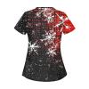 Christmas Scrub Tops for Women Stretchy Vneck Short Sleeve Cute Animals Xmas Printed Nurse Holiday Working Uniforms view 2