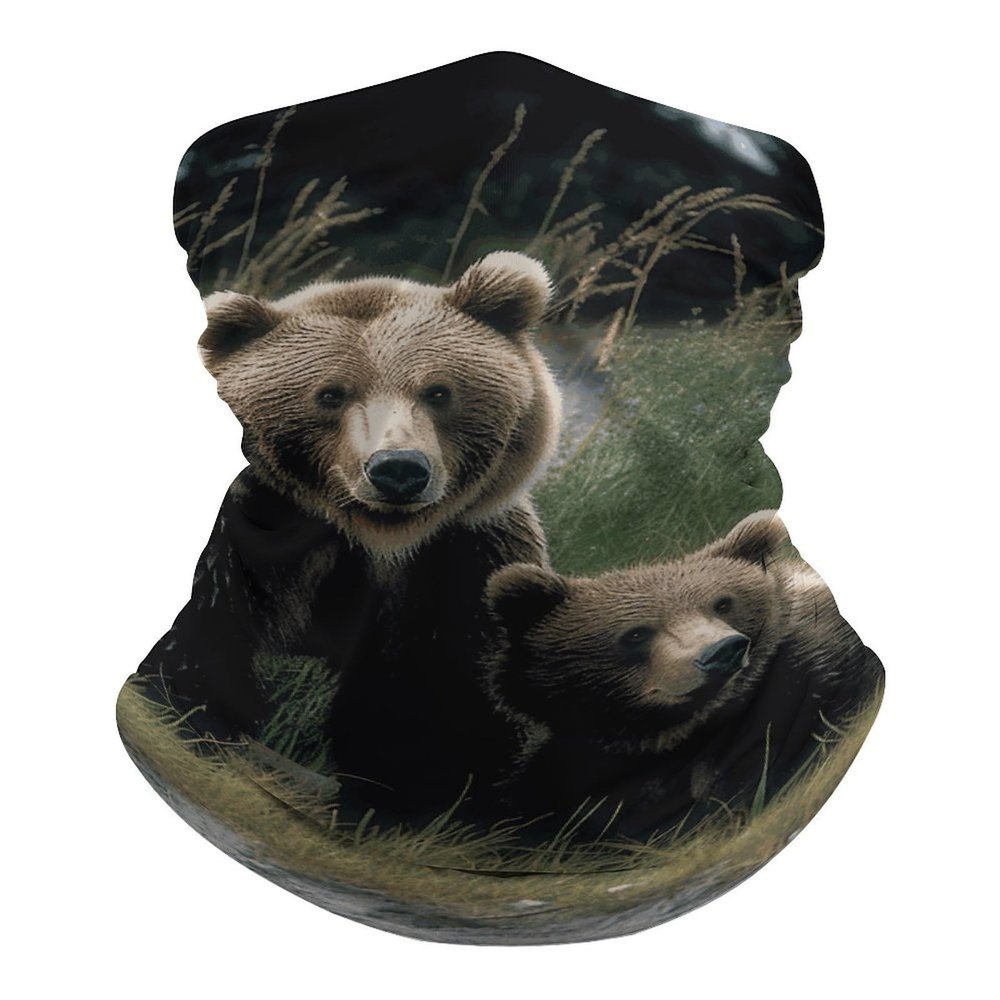 A Mother And A Cub Bears Neck Gaiter UPF 50+ Sun Protection Face Mask Elastic Balaclavas Bandana Cooling Face Cover Scarf Cycling Neck Warmer Breathable Headwear for Men Women