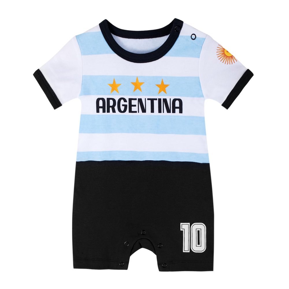 Cnins Baby Argentina #10 Soccer Outfits  Unisex Argentina Newborn Infant Soccer Romper 3-6M (At-Romper, 3-6M)