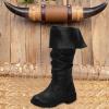 SACFOF Women Medieval Pirate Boots Round Toe Halloween Costume Boots Mid Calf Gothic Cosplay Boots Renaissance Boots view 2