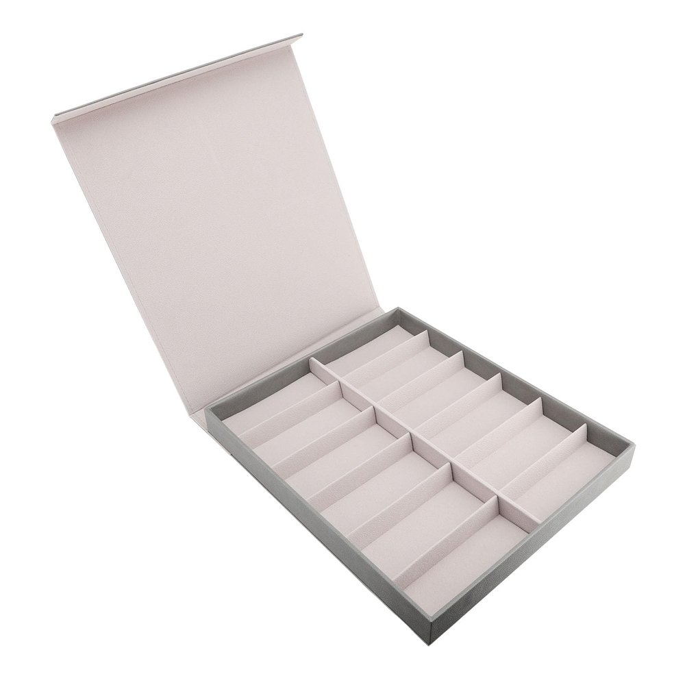 12 Slot Eyewear Case Sunglass Storage Case with Lid, PU Leather Glasses Collector Display Organizer for Jewellery Watches, Always Keep Your Eyewear Protected and Organized