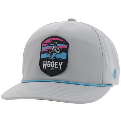 HOOEY Cheyenne Western Trucker Hat for Men Adjustable Snapback Baseball Cap with Braided Rope - One-Size 1872 Western Bucking-Bronco Embroidered Patch Design - Grey