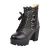 Womens Chunky Platform Ankle Boots Goth High Heel Lace Up Boots Lace Buckle Gothic Cosplay Back Zipper Punk Shoes view 1